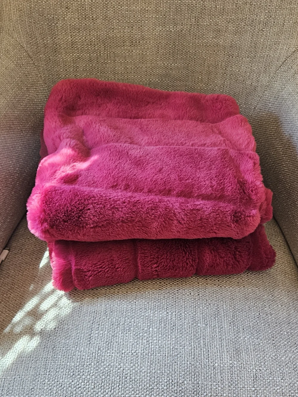 Adrienne Landau Vibrant Hot Pink Faux Fur Pillow Set Of 2.